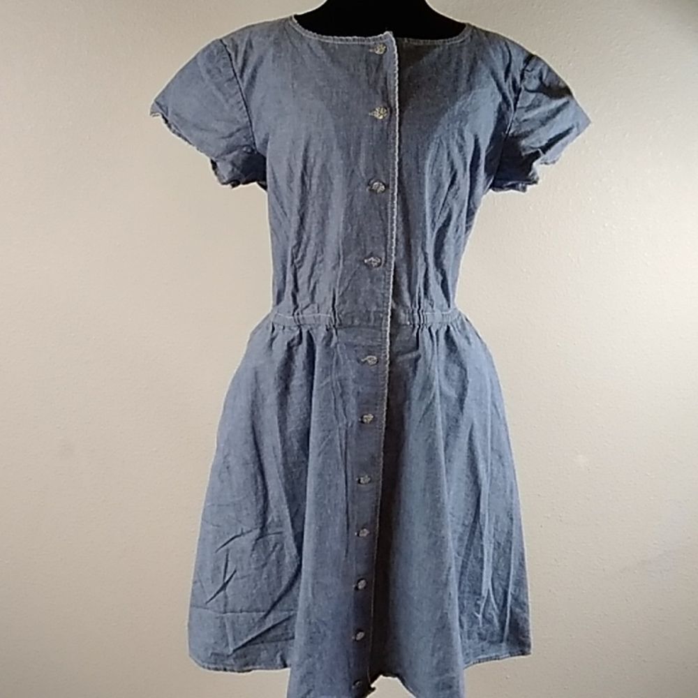 Vintage Liz Claiborne Blue Women's Dress Size 10 Belt Not Included
